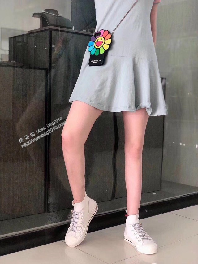 Dior飛織鞋面女鞋 迪奧21ss專櫃最新款中幫印花系列休閒板鞋 dx3046